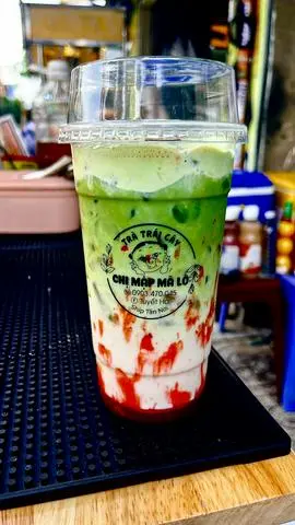 Hình ảnh matcha latte dâu kem matcha 