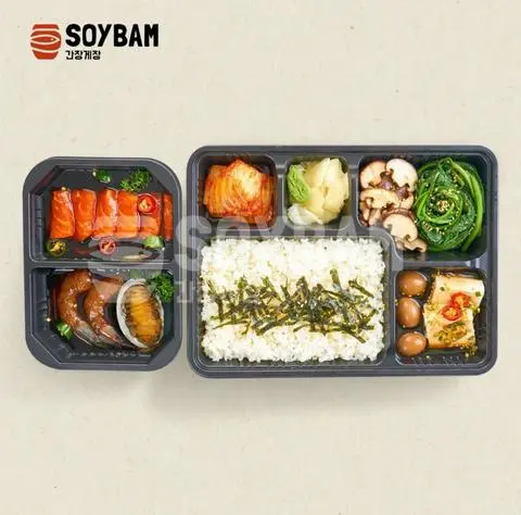 Hình ảnh Set 4 - Cơm cá hồi, bào ngư, tôm ngâm tương