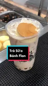 Hình ảnh Trà Sữa Truyền Thống Bánh Flan Sữa Tươi