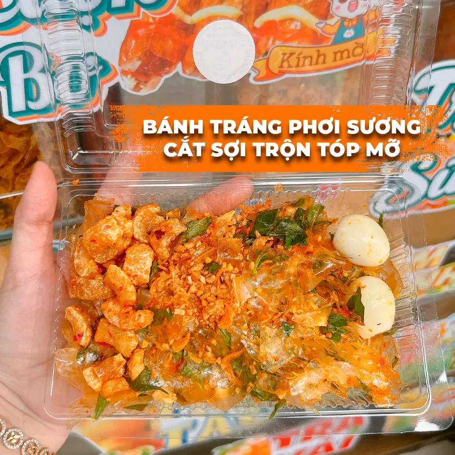 Hình ảnh Bánh Tráng Phơi Sương Cắt Sợi Trộn Tóp Mỡ
