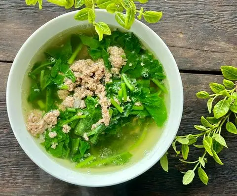 Hình ảnh Canh xà lách xoong thịt bầm (nhỏ)