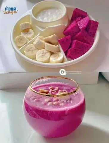 Hình ảnh Sinh tố Thanh Long + Chuối + Sữa chua 
