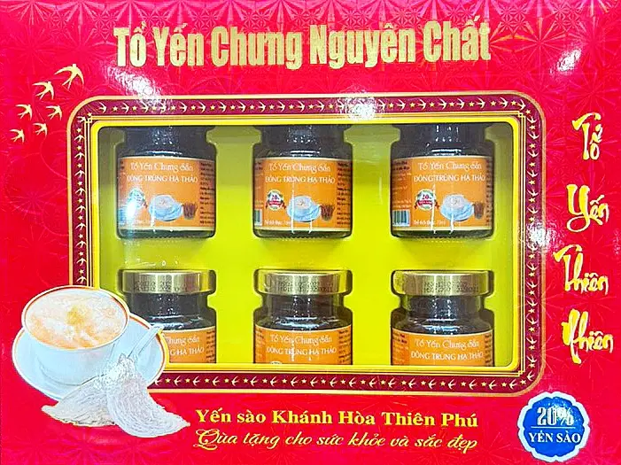 Hình ảnh Tổ Yến Chưng Sẵn Đông Trùng Hạ Thảo (Hộp 6 Lọ)