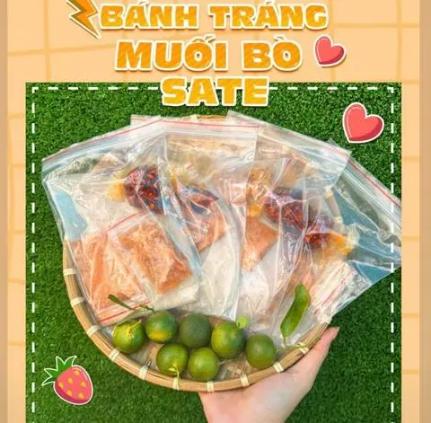Hình ảnh Bánh tráng phơi sương muối bò sa tế hành phi