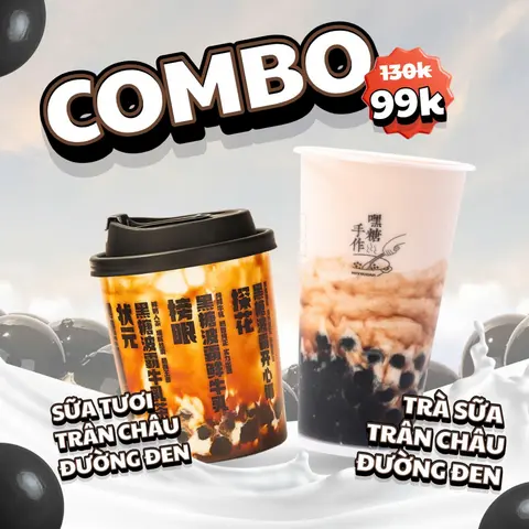Hình ảnh Combo Sữa Tươi Trân Châu Đường Đen & Trà Sữa Trân Châu Đường Đen