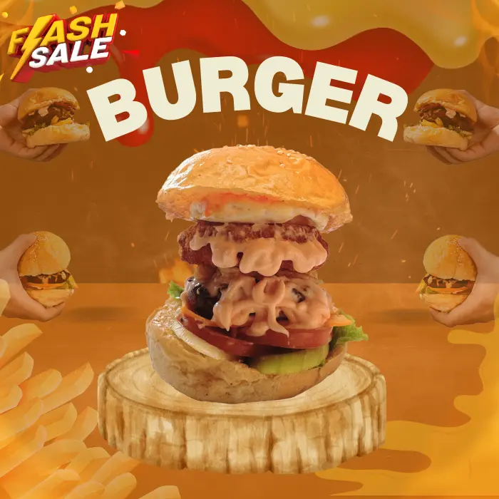Hình ảnh Burger bò bằm - ức gà chiên 