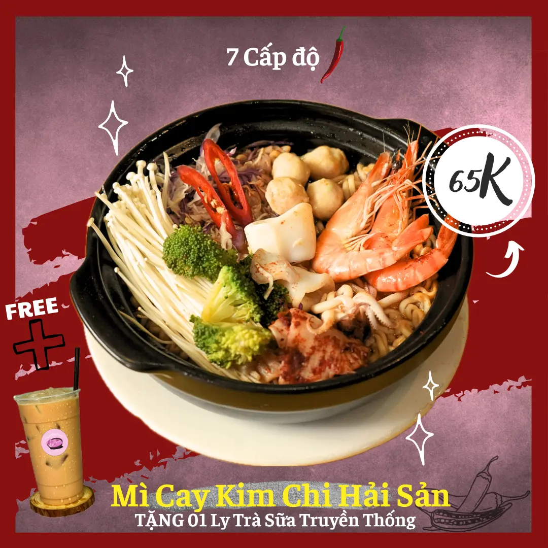 Hình ảnh [FREE TRÀ SỮA 9h-22h] MÌ CAY KIM CHI HẢI SẢN