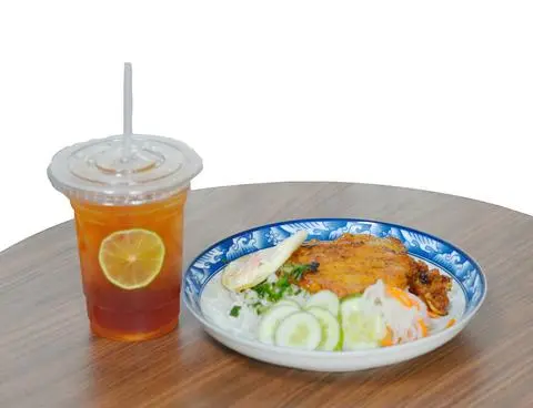 Hình ảnh "COMBO 1 người ăn" cơm tấm sườn ốp la + trà đào tranh