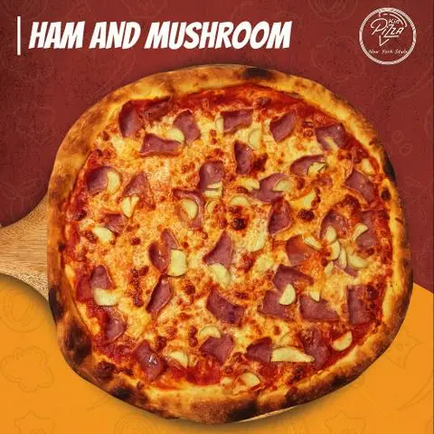 Hình ảnh Ham And Mushroom Pizza Kích Cỡ 42Cm