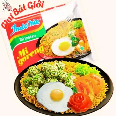 Hình ảnh Mì Trộn Indo Chả Cá Cốm Xanh + Trứng