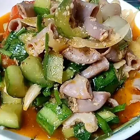 Hình ảnh dồi trường xào chua ngọt 