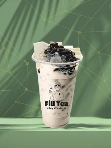 Hình ảnh trà sữa gạo rang full topping 