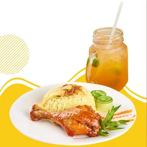 Hình ảnh Combo cơm gà nướng - trà đào tắc