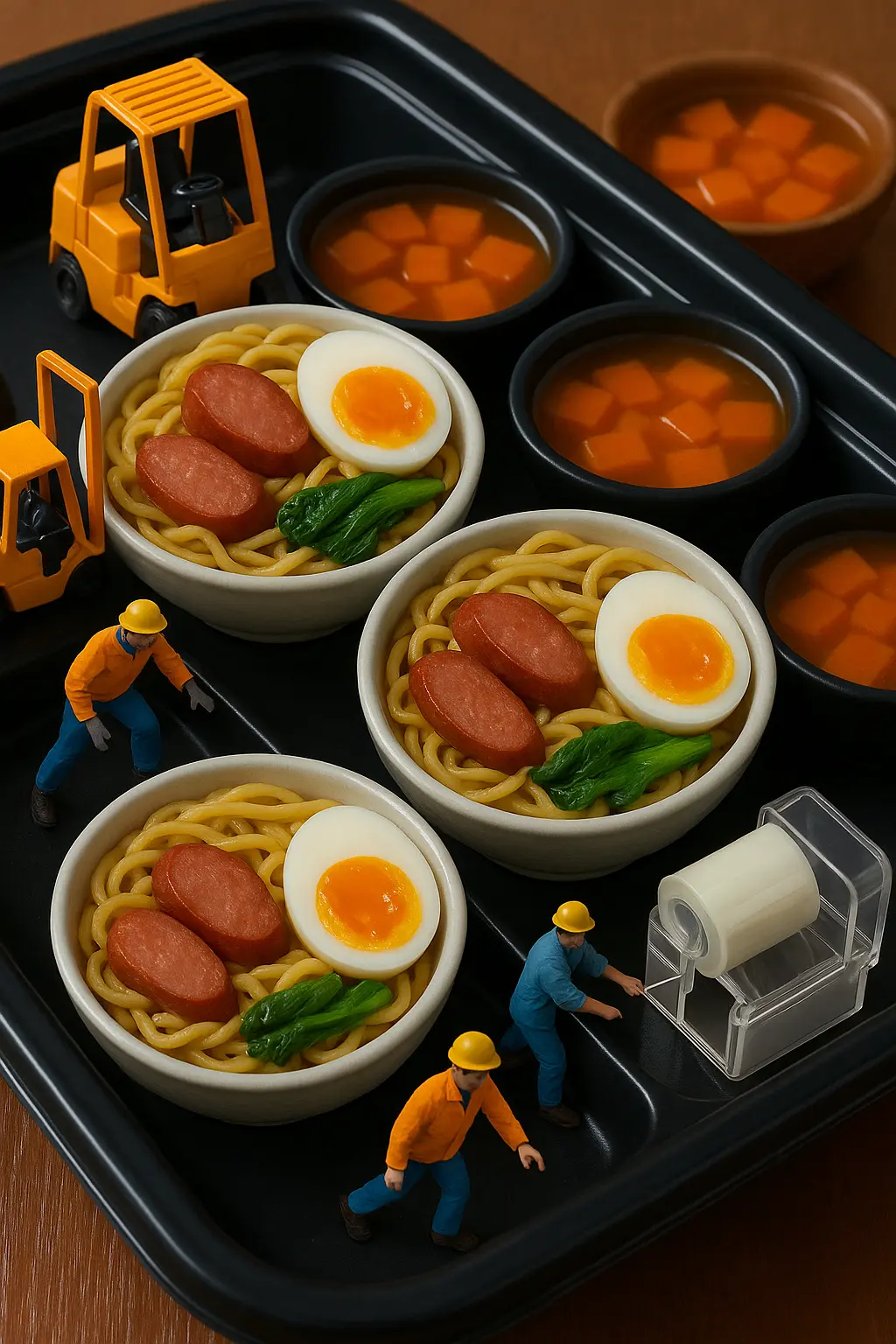 Hình ảnh COMBO 3 MÌ  TRỘN XÚC XÍCH TRỨNG LÒNG ĐÀO - SOUP CÀ RỐT CỦ CẢI KÈM THEO
