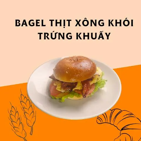 Hình ảnh Bagel thịt xông khói trứng khuấy
