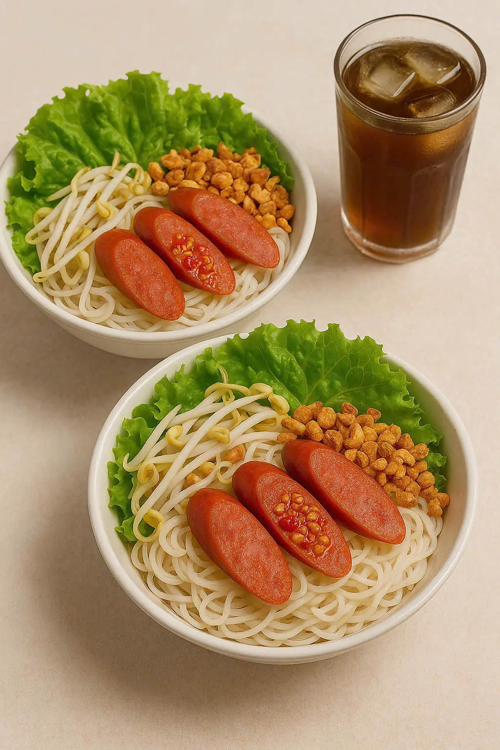 Hình ảnh ComBo 2 Bún Trộn Xúc Xích Đức Mắm Tỏi Ớt chua ngọt  Tặng 1 ly nước tự chọn