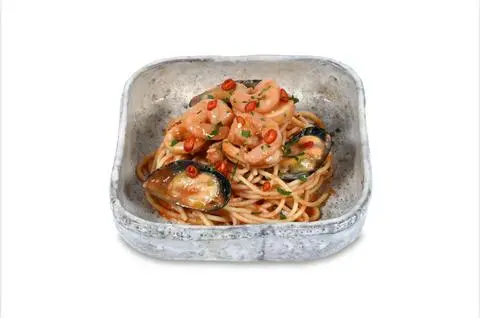 Hình ảnh Mì spaghetti với hải sản cay