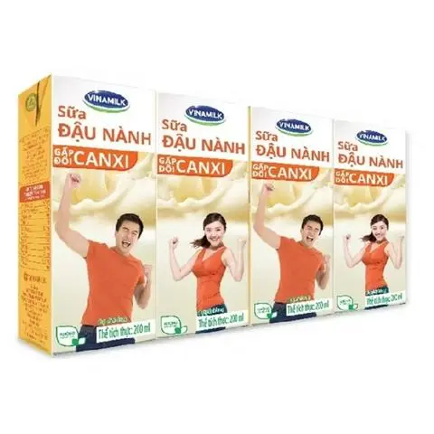 Hình ảnh Lốc 4 Sữa Đậu Nành Tươi 180ml, Sữa Đậu Nành Có Đường Vinamilk Chính Hãng