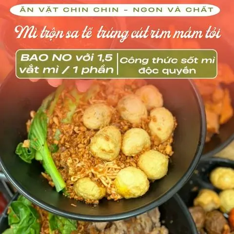 Hình ảnh   [1,5 vắt] Mì trộn sa tế trứng cút rim mắm tỏi 
