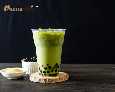 Hình ảnh trà sữa thái xanh trân châu đen