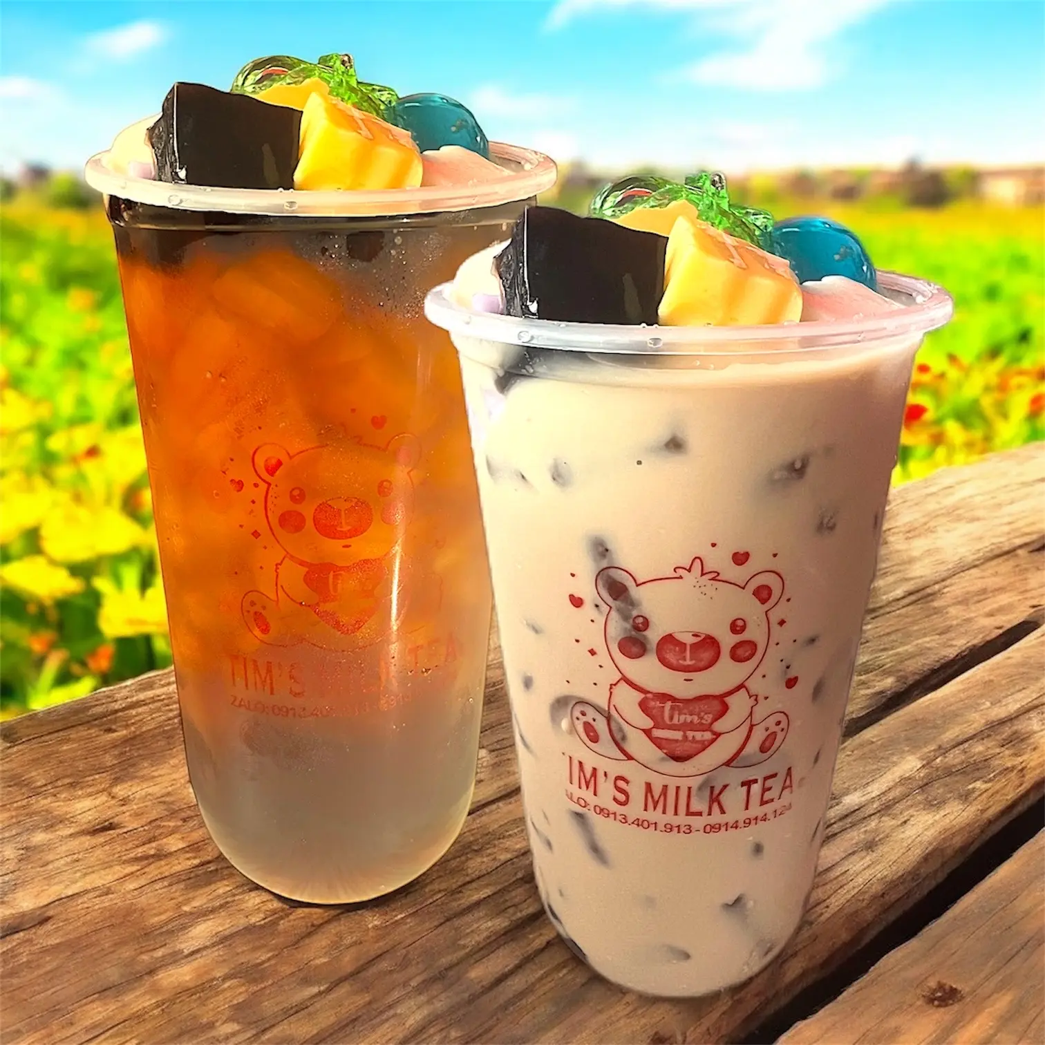 Hình ảnh Combo Hồng trà fulltopping+Trà sữa Fulltopping size L