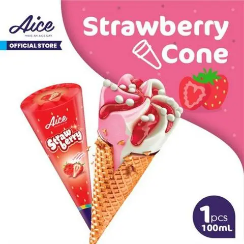 Hình ảnh Kem Aice Ốc Quế Dâu Sốt Dâu Thơm Ngon - Kem Haidilao