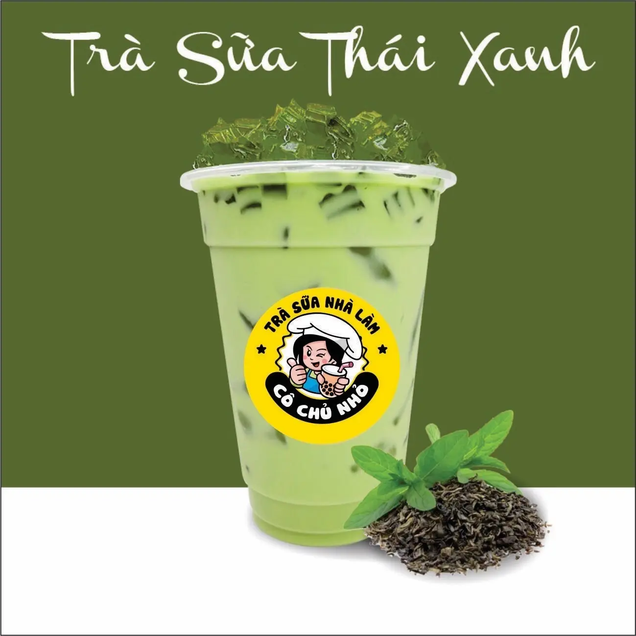 Hình ảnh Trà sữa Thái xanh full topping - size 1000ml