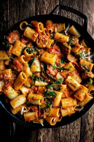 Hình ảnh Rigatoni xúc xích sốt cà 