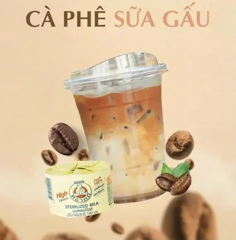 Hình ảnh cafe sữa gấu