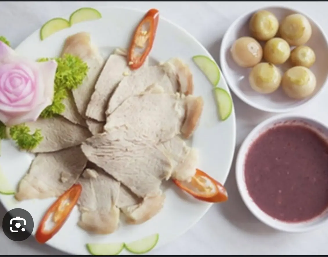 Hình ảnh Cơm Thịt Luộc - Cà Pháo mắm tôm
