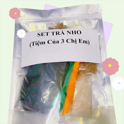 Hình ảnh Set Trà Nho (25-35 Phần) Tặng Pudding, Muỗng, Ống Hút Tiệm 3 Chị Em