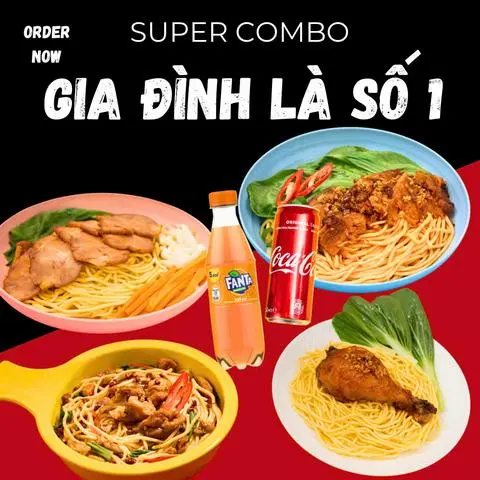 Hình ảnh COMBO Gia Đình Là Số 1 - 4 Món Mì Tươi Bestseller + 2 Nước Tuỳ Chọn