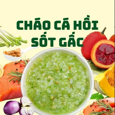 Hình ảnh Cháo cá hồi sốt gấc