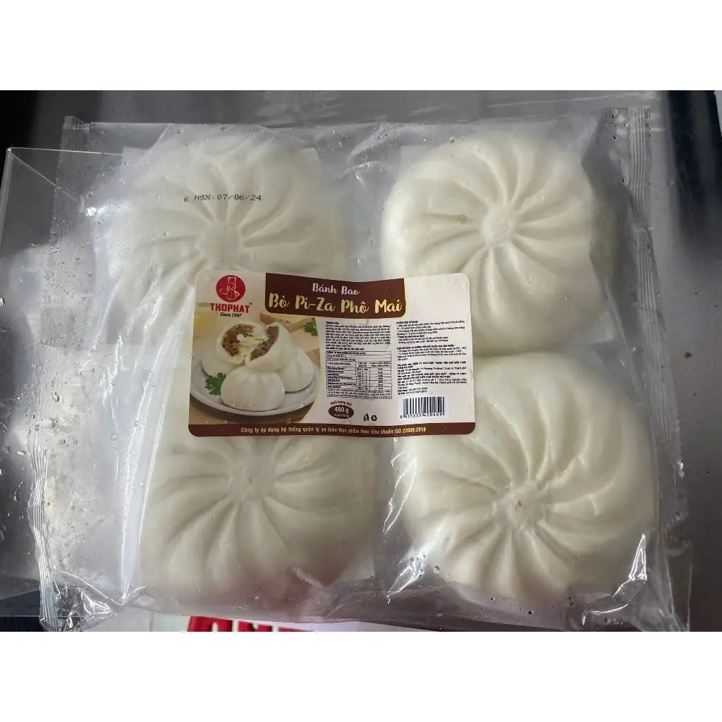 Hình ảnh Bánh Bao Bò Pi-za Phô Mai (Gói 4 cái)