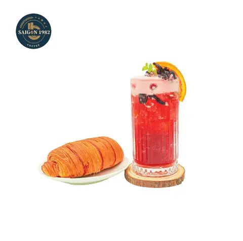 Hình ảnh Combo 2 (Trà đào/ vải + 1 bánh)