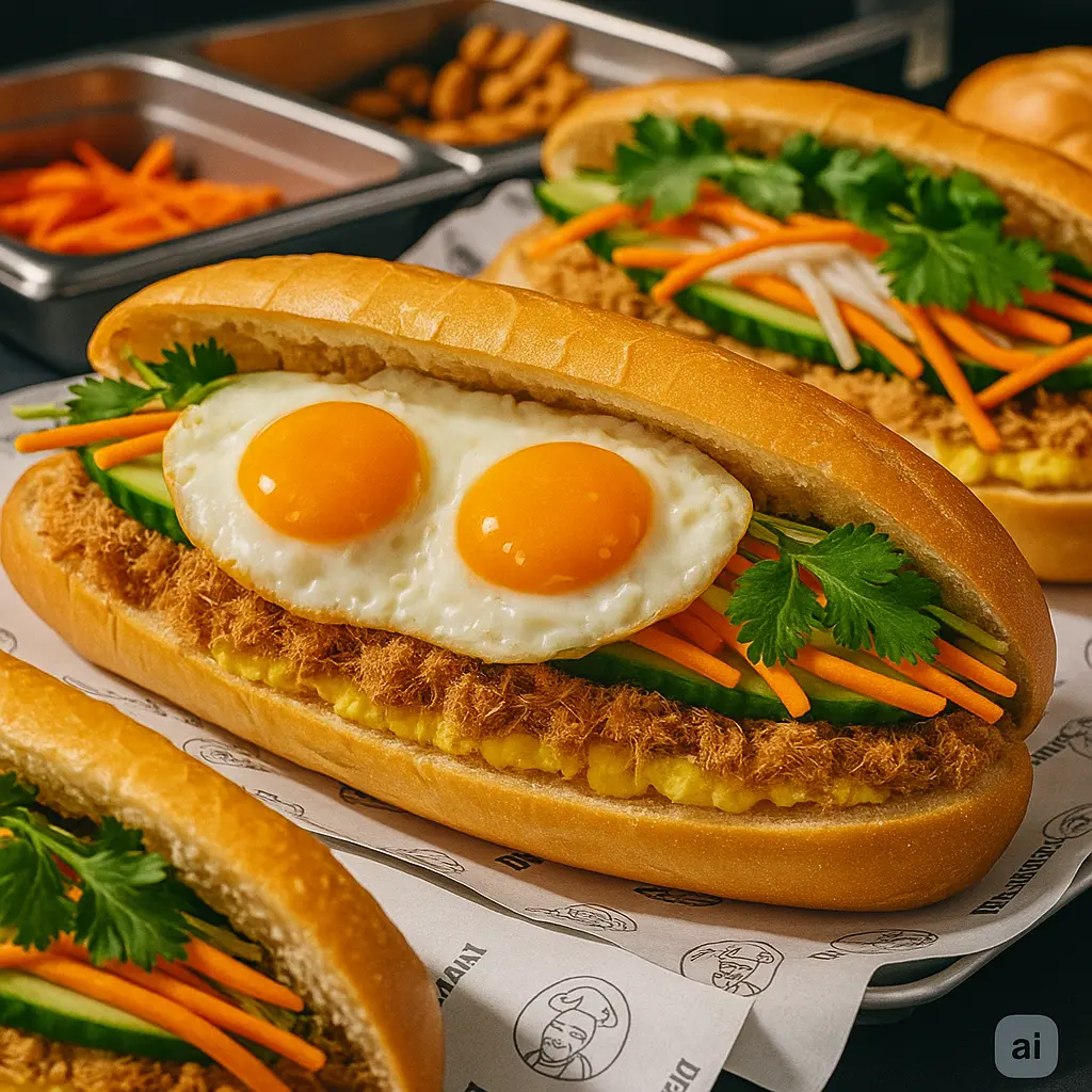 Hình ảnh Bánh mì trứng - pate - chà bông
