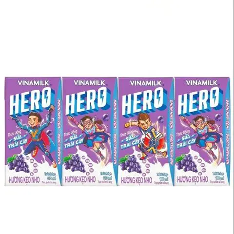 Hình ảnh Lốc 4 Hộp Sữa Nho Hero 110ml, Sữa Trái Cây Vị Kẹo Nho Vinamilk Chính Hãng