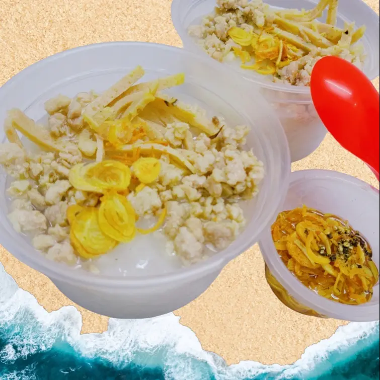 Hình ảnh Cháo Thịt Bằm (Heo Ba Chỉ), Chả Giò Sợi (ST25) + Tặng Sốt Mắm Hành Phi