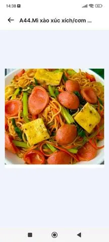 Hình ảnh A44.Mì xào xúc xích/cơm chiên/mì gói xào-香腸炒麵/炒飯/炒泡麵