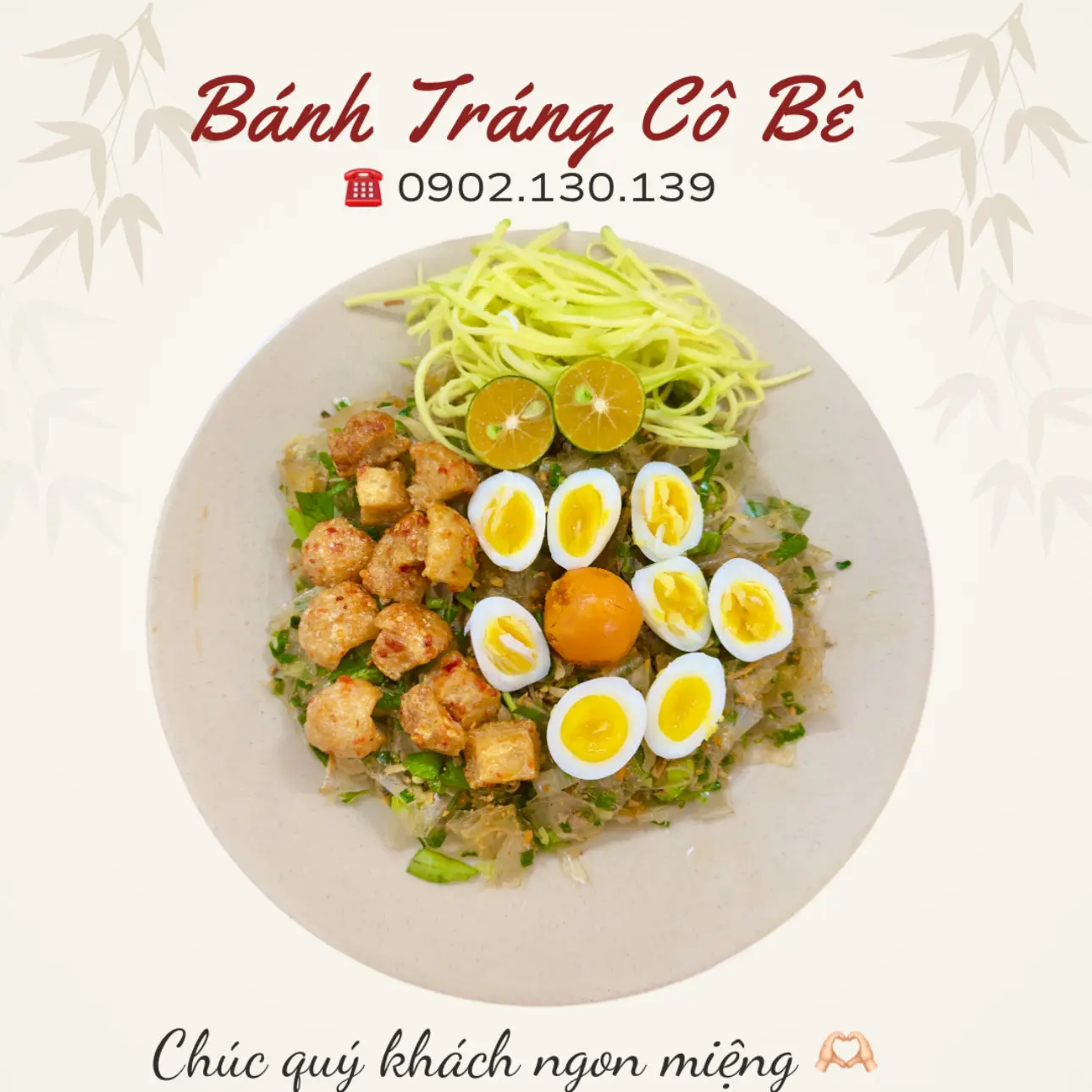Hình ảnh Bánh tráng mỡ hành Cô Bê Full Topping ( size Lớn)