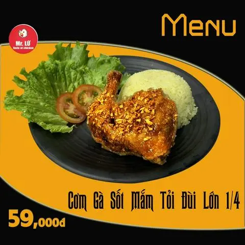Hình ảnh Cơm gà mắm tỏi đùi góc 1/4