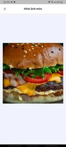 Hình ảnh hamburger 2 bò 1 trứng phomai