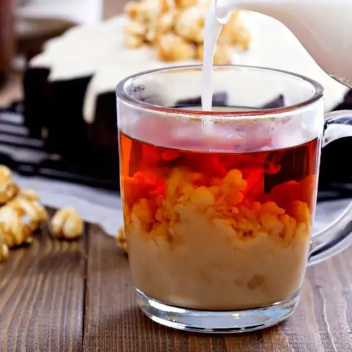 Hình ảnh Hồng trà latte hạt dẻ nướng đá