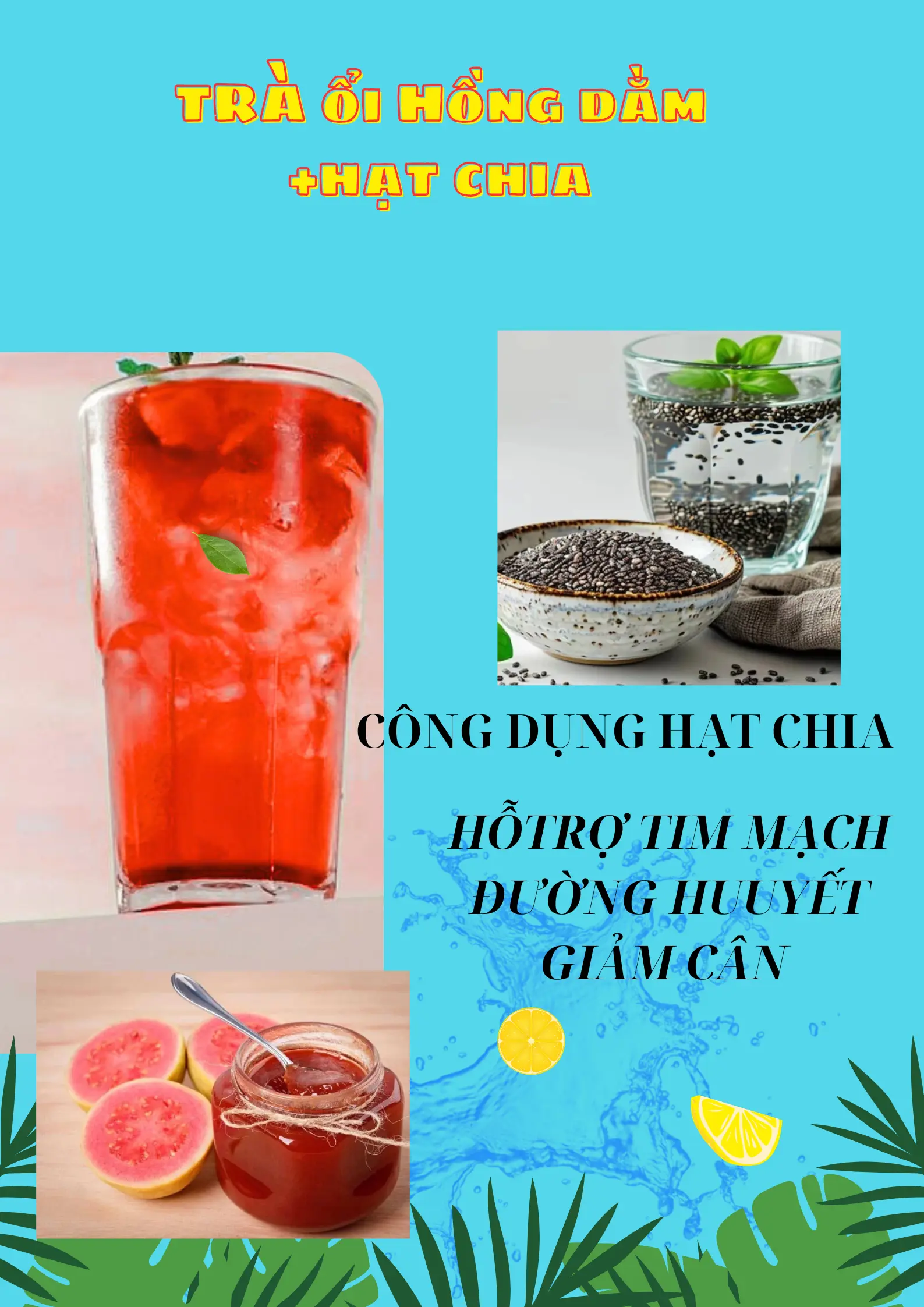 Hình ảnh Trà ổi Hồng Dằm Hạt Chia