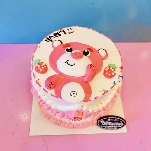 Hình ảnh bánh kem mini vẽ gấu dâu
