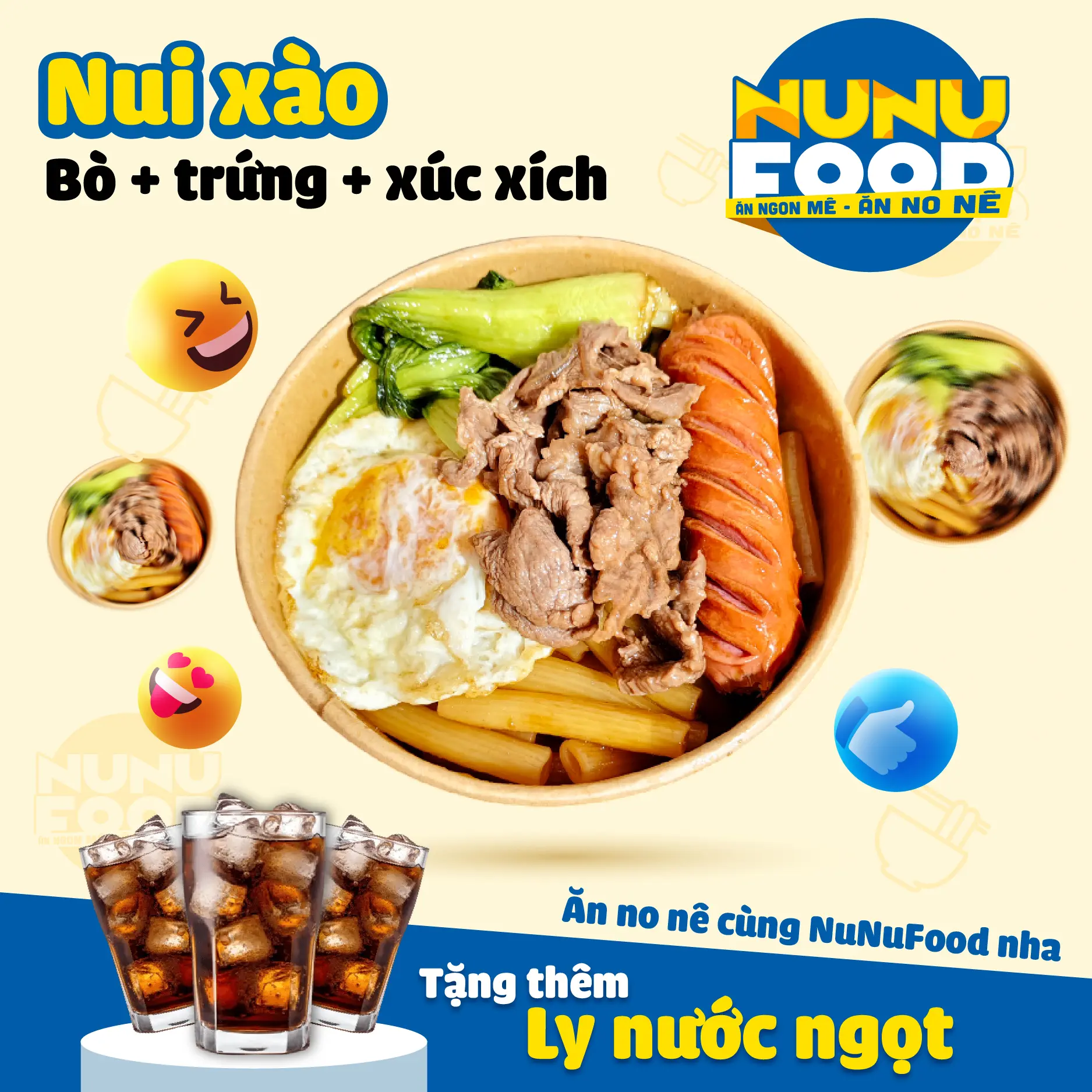 Hình ảnh Nui bò trứng xúc xích