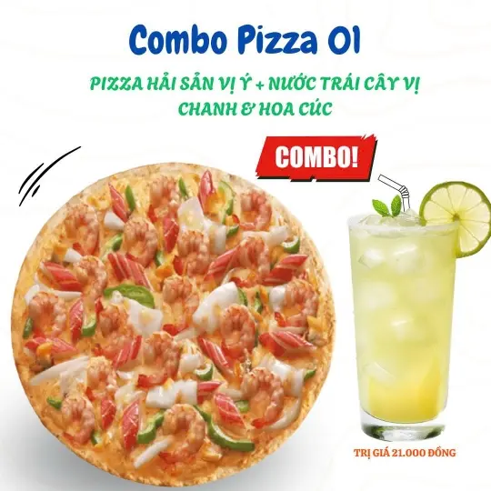 Hình ảnh Combo tặng kèm nước: Pizza hải sản vị Ý