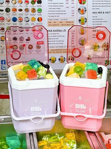 Hình ảnh Trà sữa thùng đá full topping 