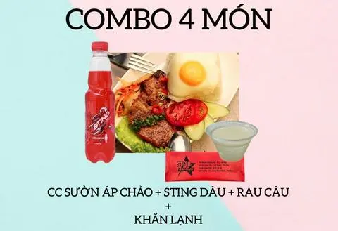 Hình ảnh CB Cơm sườn+ Sting dâu+ Rau câu+Khăn lạnh