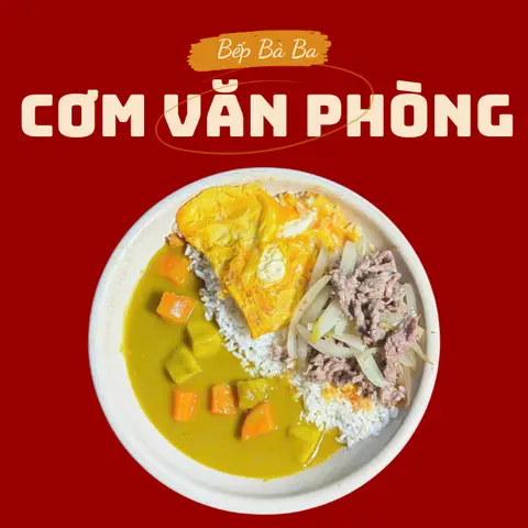 Hình ảnh Cơm cà ri bò xào - trứng omelet phô mai